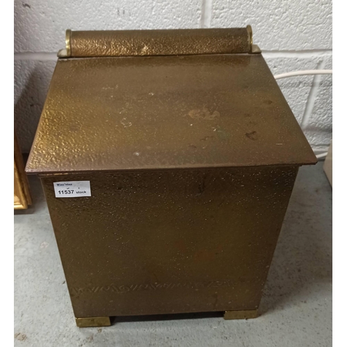 1038 - A Brass Effect Firebox/ Coal Scuttle 33cm x 33cm x 33cm