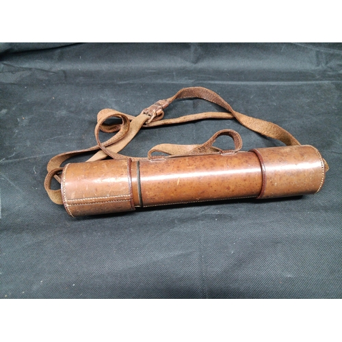 381 - A Leather and Brass 3 Drawer Telescope with Leather Carrying Case - 68cm Unfolded