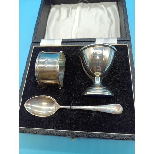 520 - A Hallmarked Silver Egg Cup Spoon and Napkin Ring