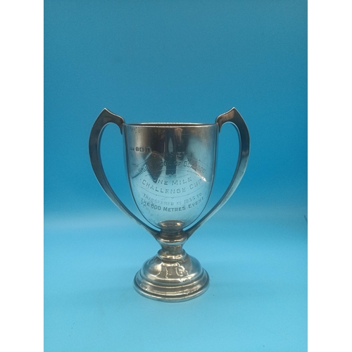 508 - A Hallmarked Silver Cup 228 Grams - The High School of Glasgow One Mile Challenge