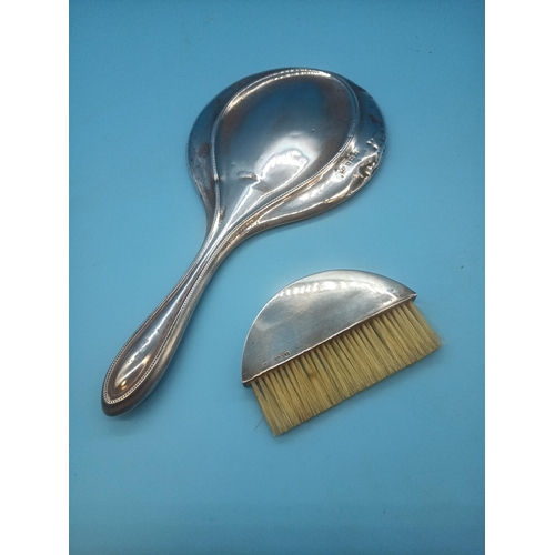 527 - A Hallmarked Silver Mirror and Brush