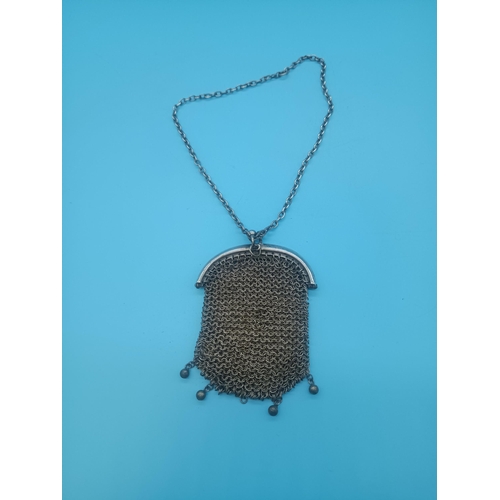 521 - A Hallmarked Silver Ladies Mesh Purse