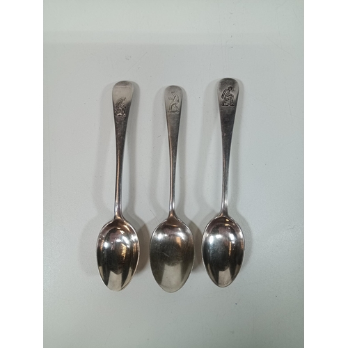 533 - 3x Hallmarked Silver Tea Spoons, With Hand Bowling Motifs - 40grms