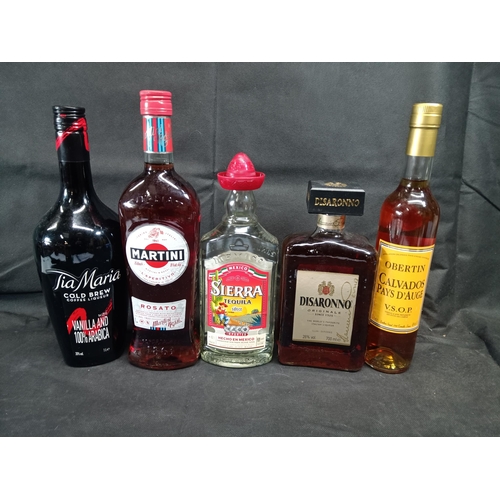 352 - Bottles of Tia Maria Cold Brew 1lt, Martini Rosato 1 Ltr, Sierra Tequila Silver 50cl, Disaronno 70cl... 