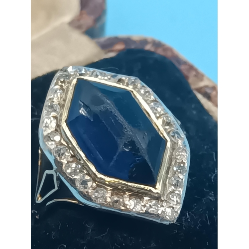 402 - An Antique Blue Stone & Diamonds Ring Set in 18ct Gold