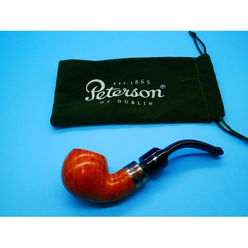 1313 - A Peterson's Deluxe System Silver Collared Briar Pipe Natural - Unused