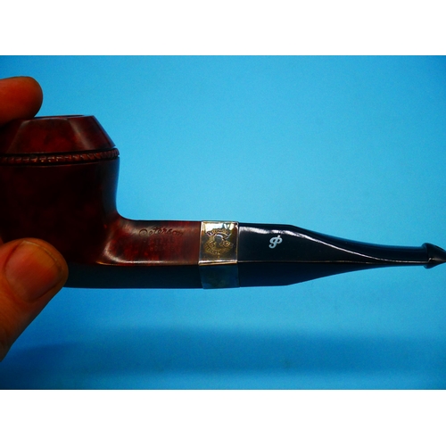 1301 - 4 x Peterson Pipe in a Brog Pouch- Walnut Silver Spigot, Sherlock Holmes Terracotta Baker Street, Sy... 