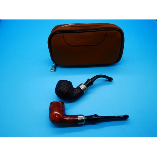 1303 - K & P Peterson's Classic Rusticated System 303 Pipes in a Scotte's Pouch