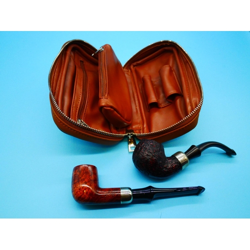 1303 - K & P Peterson's Classic Rusticated System 303 Pipes in a Scotte's Pouch