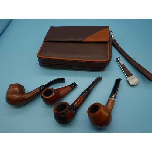 1347 - A Muxiang 205BH Golden Gate Ukrainian Bulldog Muxiang 106BH and Dr Hardy Pipes with Brog Pouch