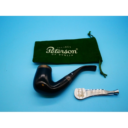 1353 - A Silver Mounted Silver Capped Black Limited Edition Peterson Pipe