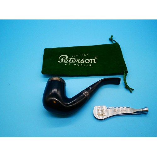 1353 - A Silver Mounted Silver Capped Black Limited Edition Peterson Pipe