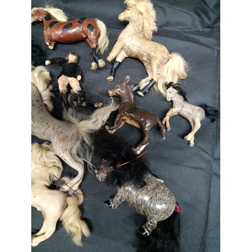 216 - A Collection of Vintage Horses and Pony Toys ( many legs damaged)