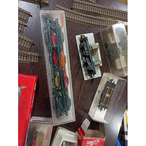 233E - Fleishmann Trains Station - Set B & Rangier Set C and Assorted Rolling Stock Including Car Transport... 