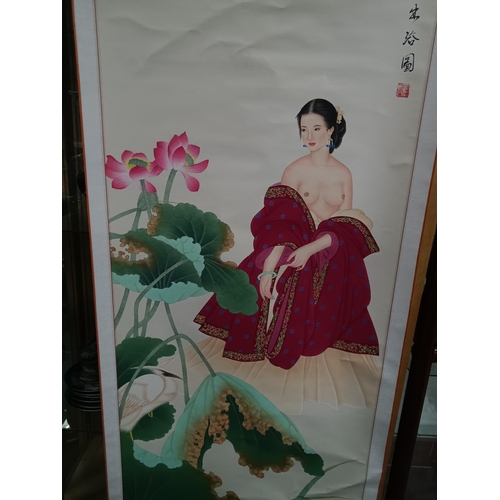 869 - A Japanese Hanging Scroll Painting of a Maiden 184 x 72cm