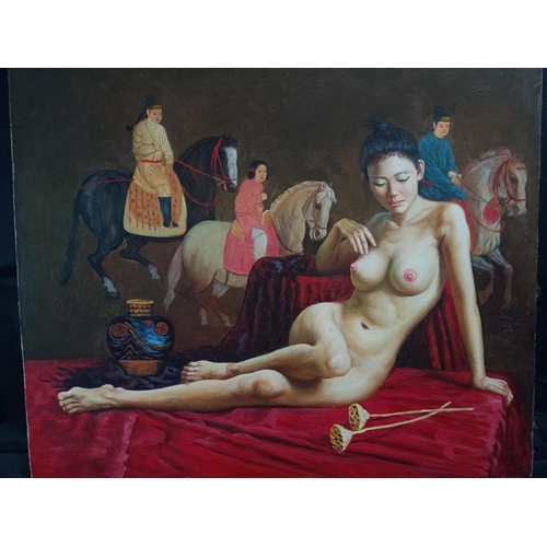 392 - A Chinese Original Oil on Canvas of a Nude ( Not Framed - Un Stretched) 49 x 60cm