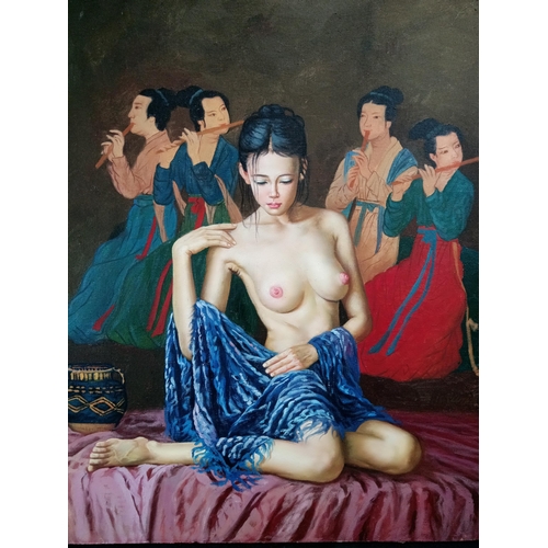 393 - A Chinese Original Oil on Canvas of a Nude ( Not Framed - Un Stretched) 49 x 60cm