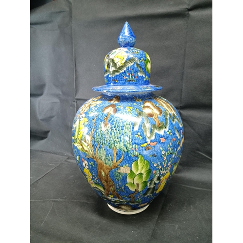 871 - A Large Hand painted Mongul/ Chinese Lidded Pot (Chip to Rim)