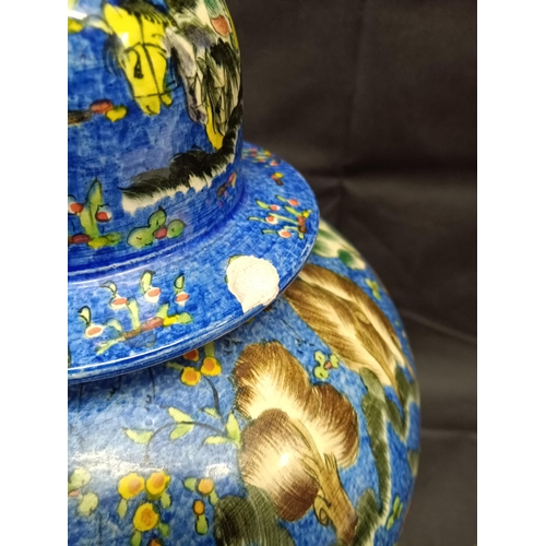 871 - A Large Hand painted Mongul/ Chinese Lidded Pot (Chip to Rim)