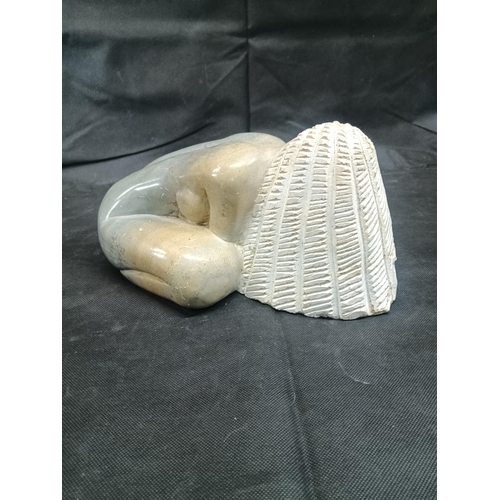 954 - A Large Stone Carved African Figurine of a Lady 32 x 20 x 15cm