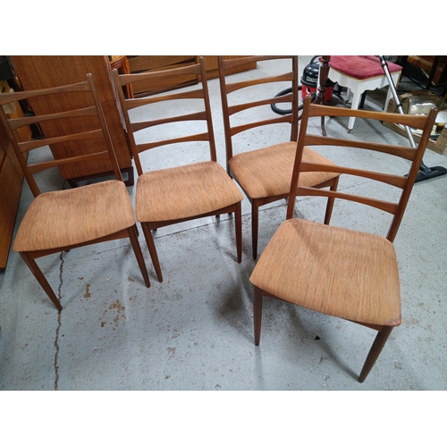 665 - 4 x Mid Century Design Dining Chairs (1 with upholstery Repair)