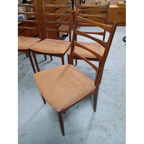 665 - 4 x Mid Century Design Dining Chairs (1 with upholstery Repair)