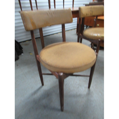 656 - G Plan Victor Wilkins Teak Dining Chairs x 4 & Extending G Plan Round Table. One Leg Of Dining Table... 