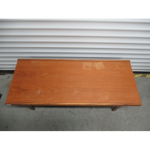 658 - Mid Century Coffee Table With Lower Slatted Shelf, Top Marked. 45cm H x 111cm L x 45cm D