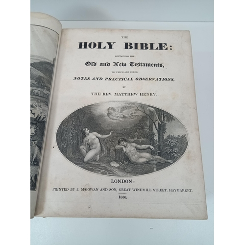 1166 - An 1830 Rev Matthew Henry Illustrated Holy Bible (Front Cover Seperated)