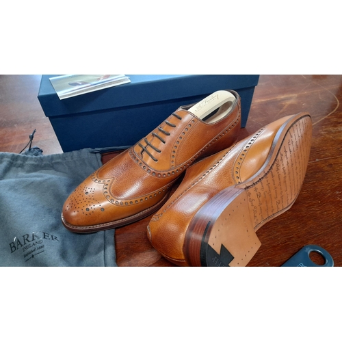 770 - Barkey Bailey Cedar Hand Painted Brogues - Calf Leather with Natural Finish , Hand Stich Detail, Ama... 