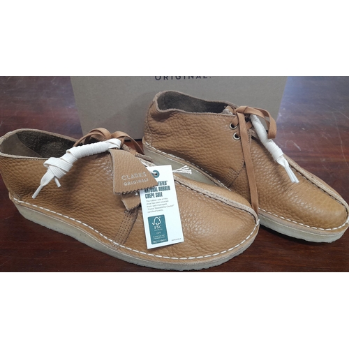 772 - Clark Original Desert Trek Tan Leather Shoes Size 9.5 Unused - as New