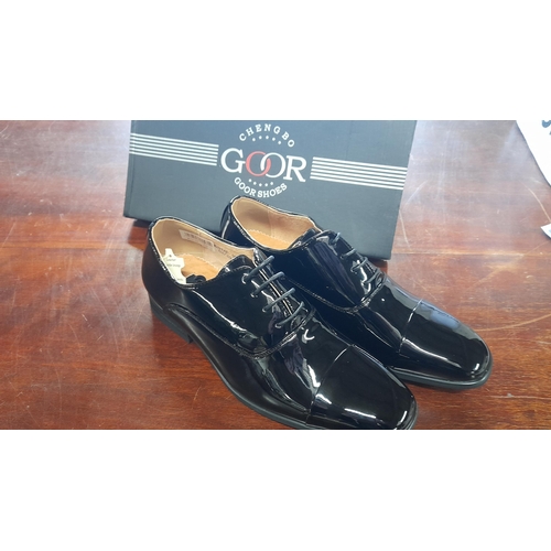 780 - Goor Chengbo Shoes M291AP Black Patent Size 10 Dress Shoes Unused - as New