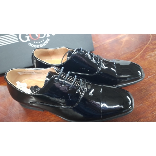 780 - Goor Chengbo Shoes M291AP Black Patent Size 10 Dress Shoes Unused - as New