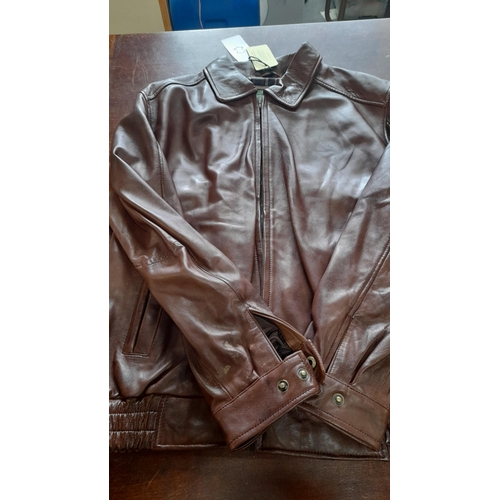 769 - Hidepark Chestnut Colour Leather Jacket Size 2XL, Check Interior, Slight Marking to Cuff on Sleeve w... 