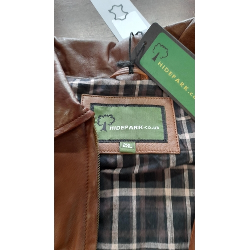 769 - Hidepark Chestnut Colour Leather Jacket Size 2XL, Check Interior, Slight Marking to Cuff on Sleeve w... 