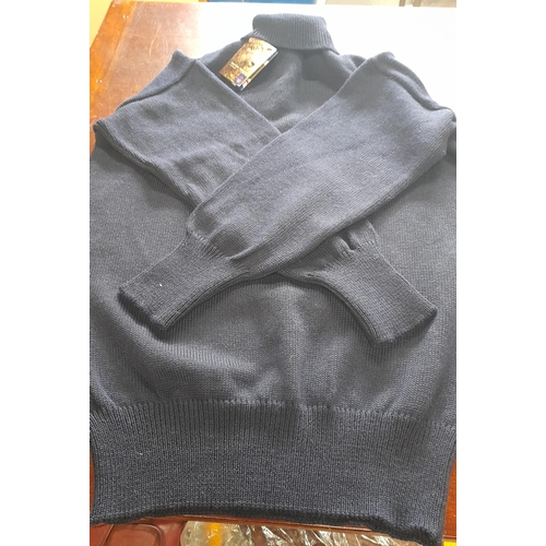 791 - NIFFI Nautical  100% British Wool Navy Blue Sweater XL