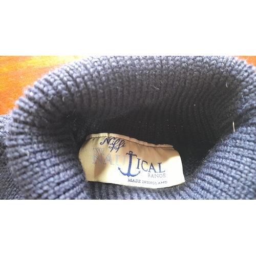 791 - NIFFI Nautical  100% British Wool Navy Blue Sweater XL