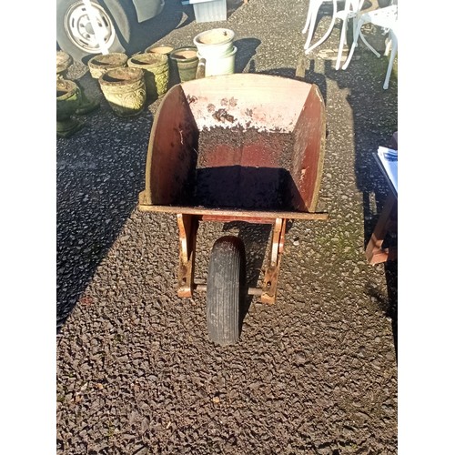 4 - Wooden Wheelbarrow Garden Planter - in need of a new coat of varnish - 63 x 150 x 68cm