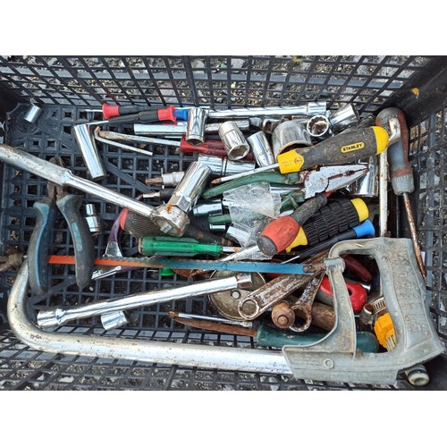 149 - Mixed Tools Including Saws, Spanners, Wheel Braces and More