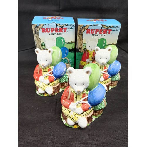 562 - 3 x Express Newspapers - Rupert The Bear Moneyboxes