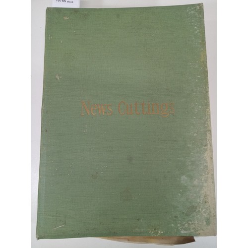 387C - Green Scrapbook with  Newspapers Cuttings mainly from 1950's