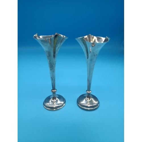 507D - A Pair of .925 (filled) Silver Posy Vases 57grams