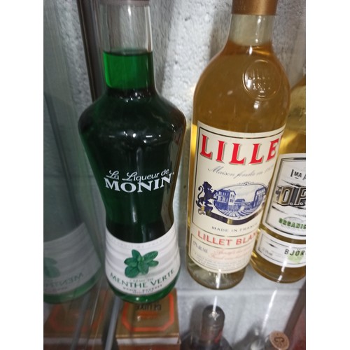 367 - 2 x Bottles of Lillet Blanc, O.P. Anderson Aquavite, Monin Creme De Menth and a Bottle of Sauterues