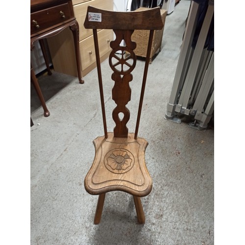 852 - Antique Country Oak Spinning Chair.