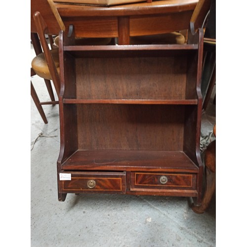 1116 - Mahogany Wall Hanging Shelf Unit With 2 Drawers.
76cm Hx x 51cm W x 21cm D