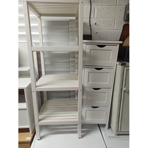 1117 - Bathroom Shelves & Storage Unit.
Storage Unit 81cm H x 30cm W x 30cm D 
Shelves 106cm H x 38cm W x 3... 