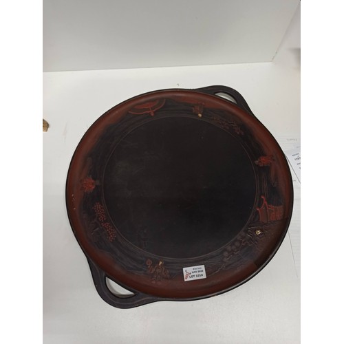 1010 - A Large Round Chinese Wooden Tray