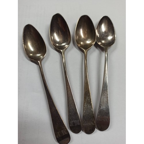 505B - 4 x Hallmarked Silver Teaspoons.