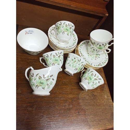 993 - A Part Colclough tea Service. 6 x Cups, 6 x Saucers, 6 x Side Plates, Sugar Bowl & Milk Jug