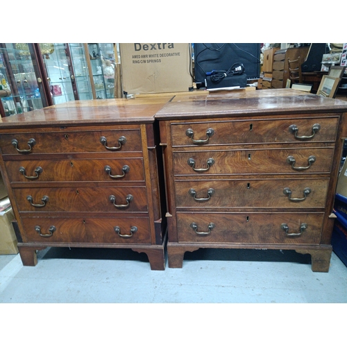 744B - A Second set of  George III Style Mahogany Chests of Drawers with Cockbeaded Long Drawers and Brass ... 